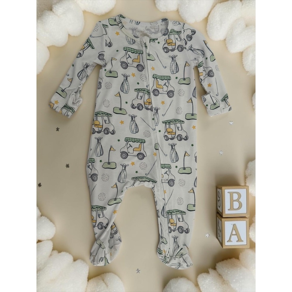 Caden Lane Golf Cart Bamboo Zipper Footie Sleeper 0-3M